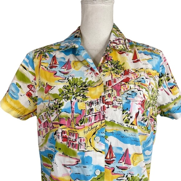 Vintage Karen Scott Sport 80s 90s Hawaiian Button Down Shirt Resort Tropical - Picture 2 of 7